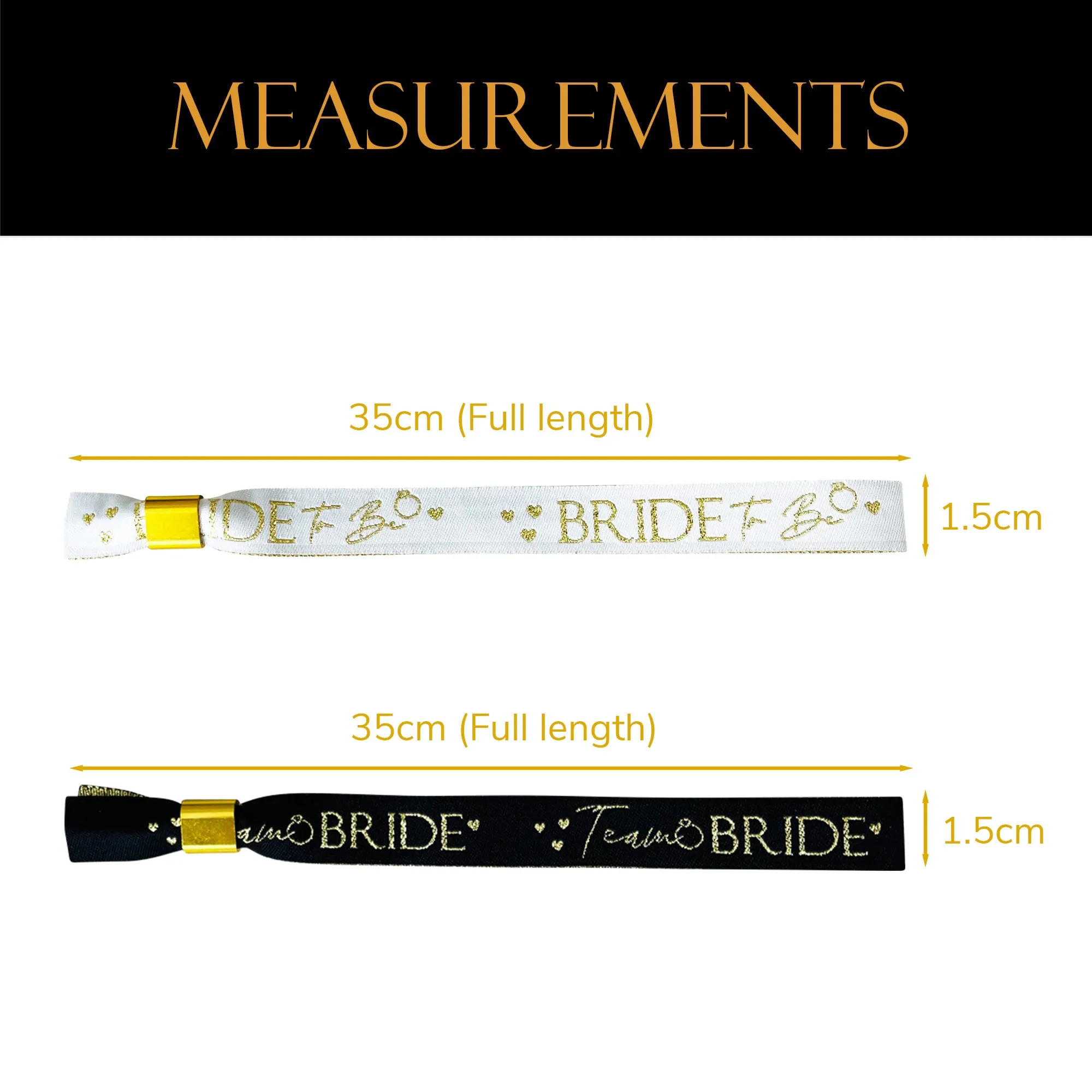 16 Black and Gold Team Bride Hen Party Wristbands and 1 Bride to Be Wristband