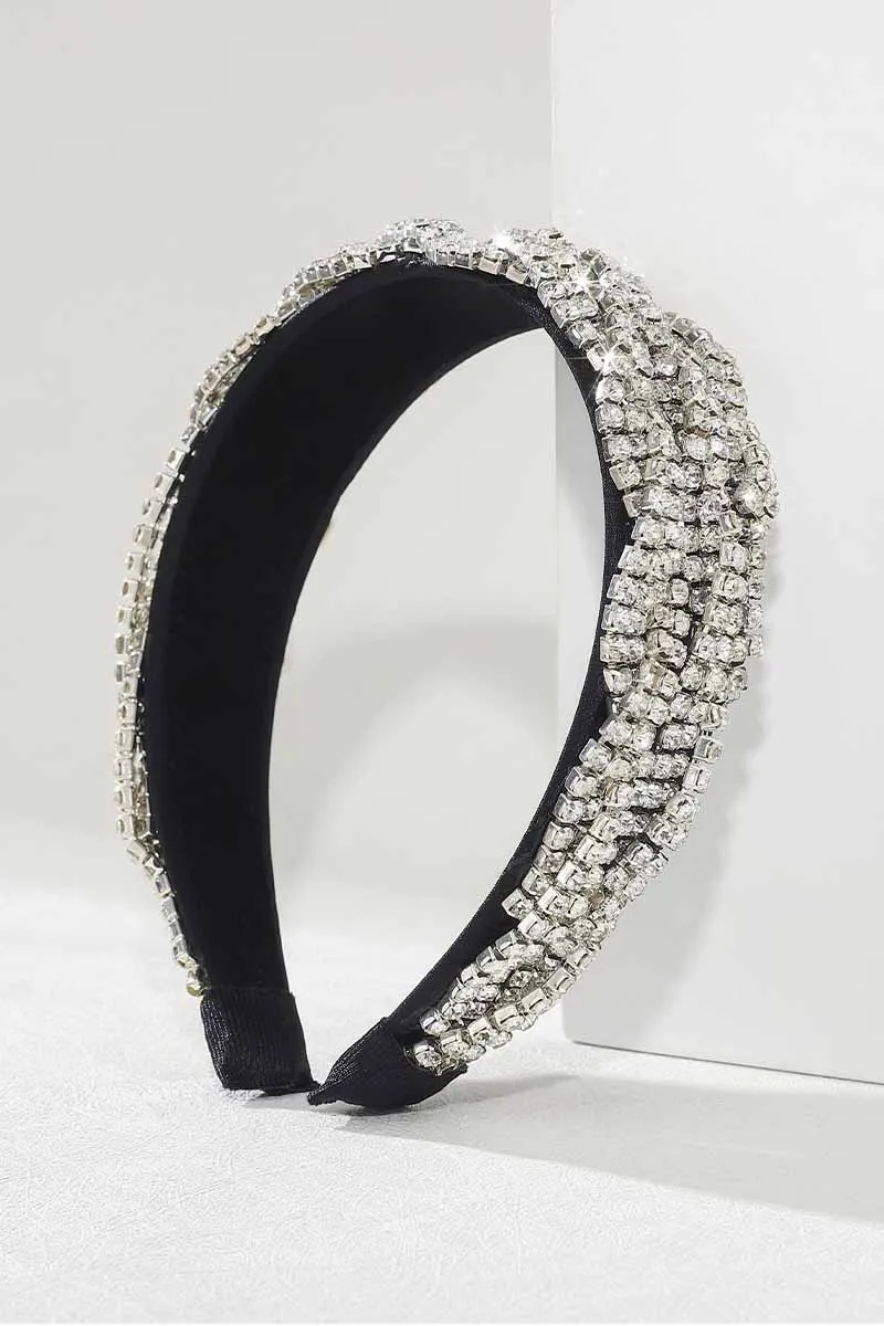 2025 Black Rhinestone Headbands Bridal Wide Sparkly Crystal Hair Accessories