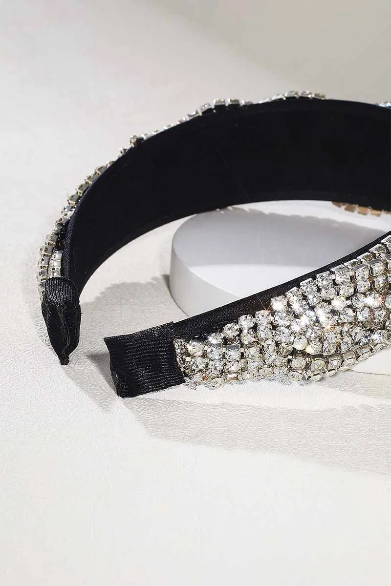 2025 Black Rhinestone Headbands Bridal Wide Sparkly Crystal Hair Accessories
