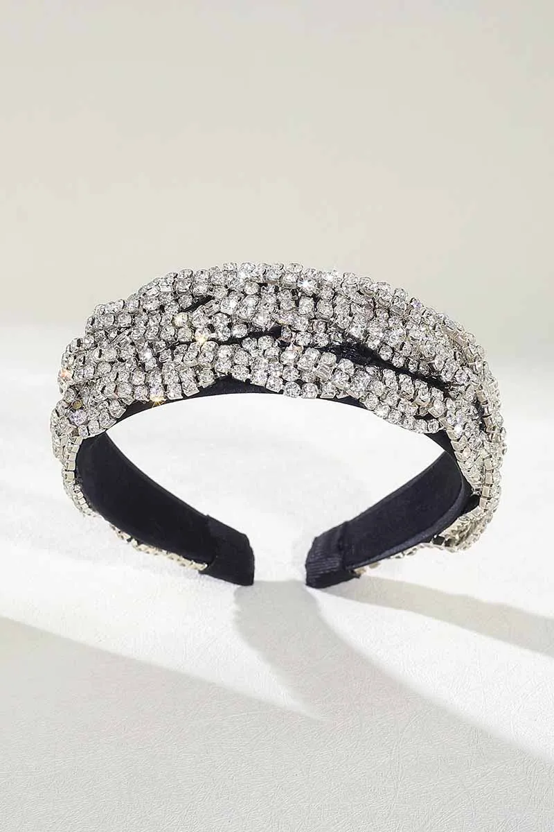 2025 Black Rhinestone Headbands Bridal Wide Sparkly Crystal Hair Accessories