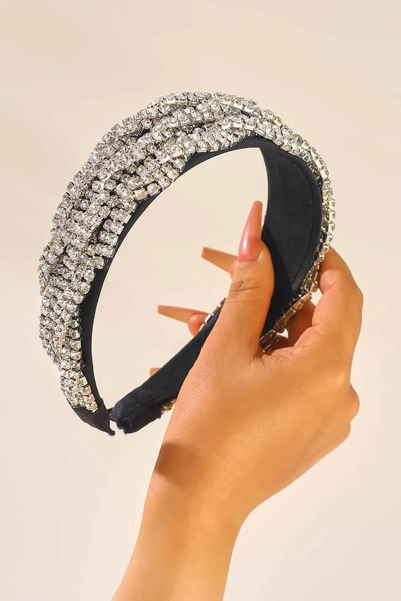 2025 Black Rhinestone Headbands Bridal Wide Sparkly Crystal Hair Accessories