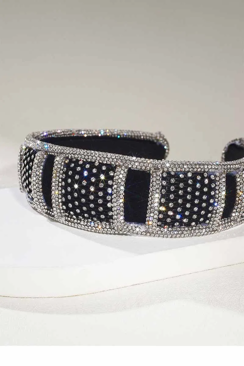 2025 Black Rhinestone Headbands Crystal wide Hair bands Wedding Accessories