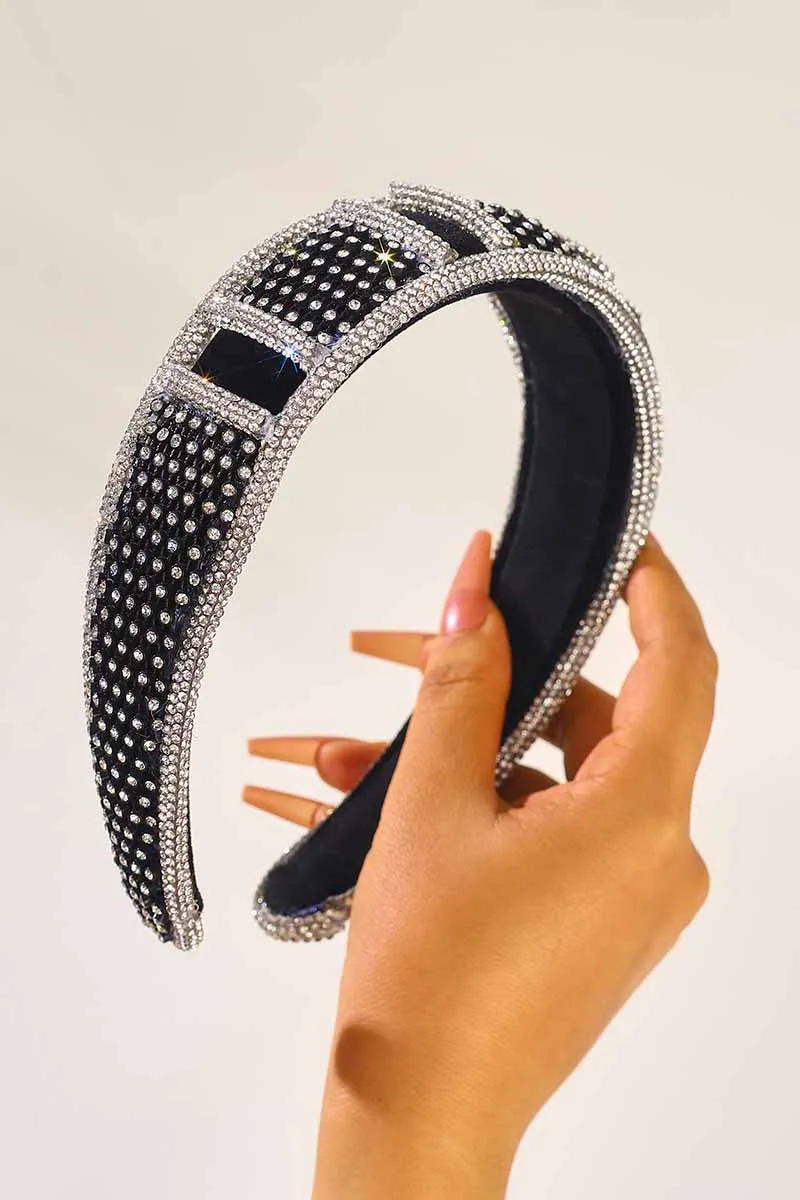 2025 Black Rhinestone Headbands Crystal wide Hair bands Wedding Accessories
