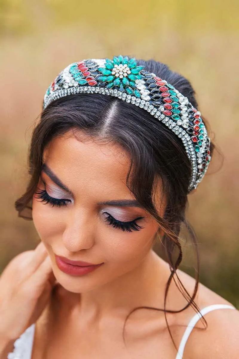 2025 Boho Crystal Wedding headband spark rhinestones prom dress Bridal accessories
