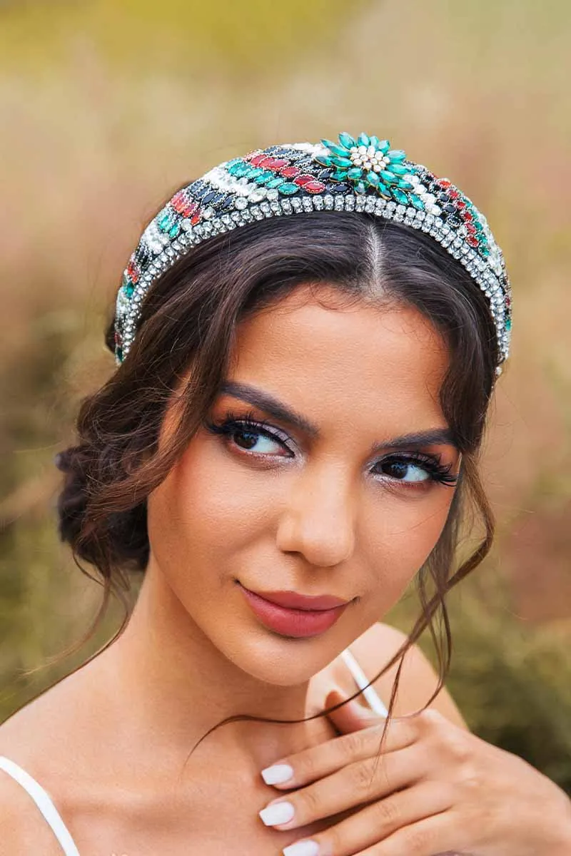 2025 Boho Crystal Wedding headband spark rhinestones prom dress Bridal accessories