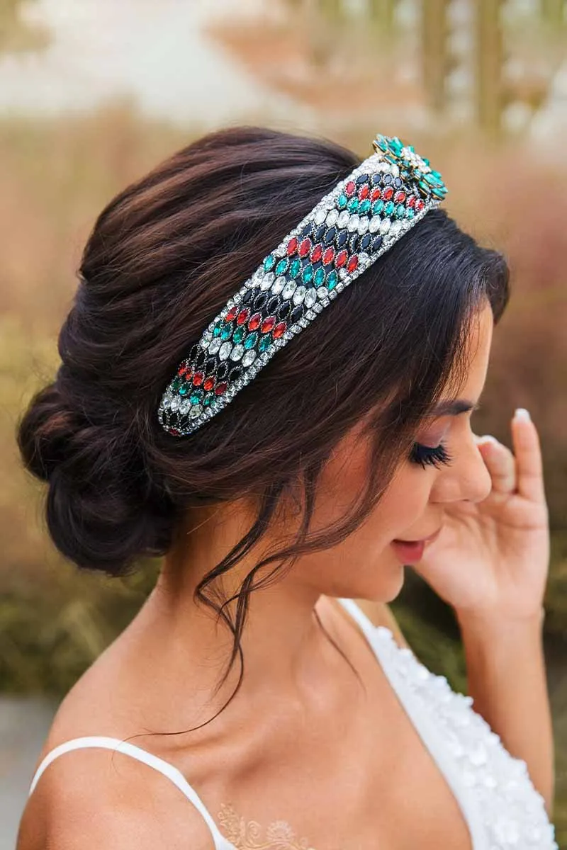 2025 Boho Crystal Wedding headband spark rhinestones prom dress Bridal accessories