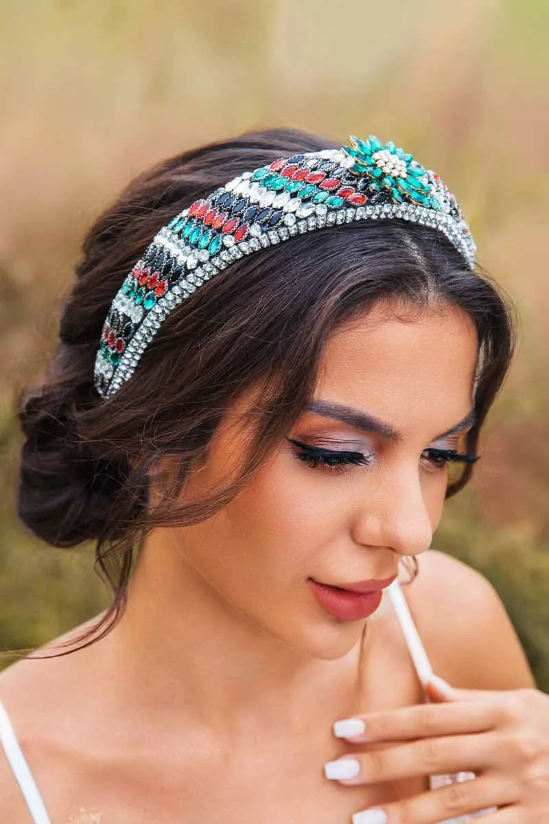 2025 Boho Crystal Wedding headband spark rhinestones prom dress Bridal accessories