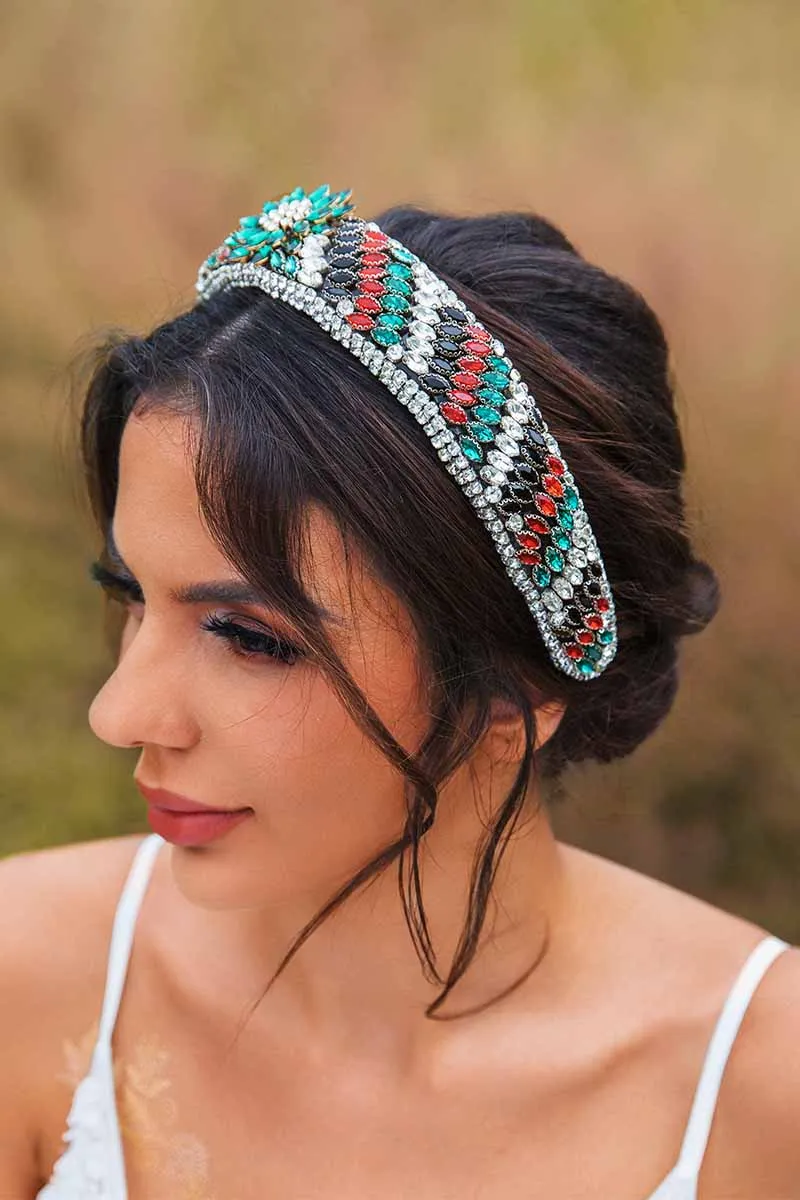 2025 Boho Crystal Wedding headband spark rhinestones prom dress Bridal accessories
