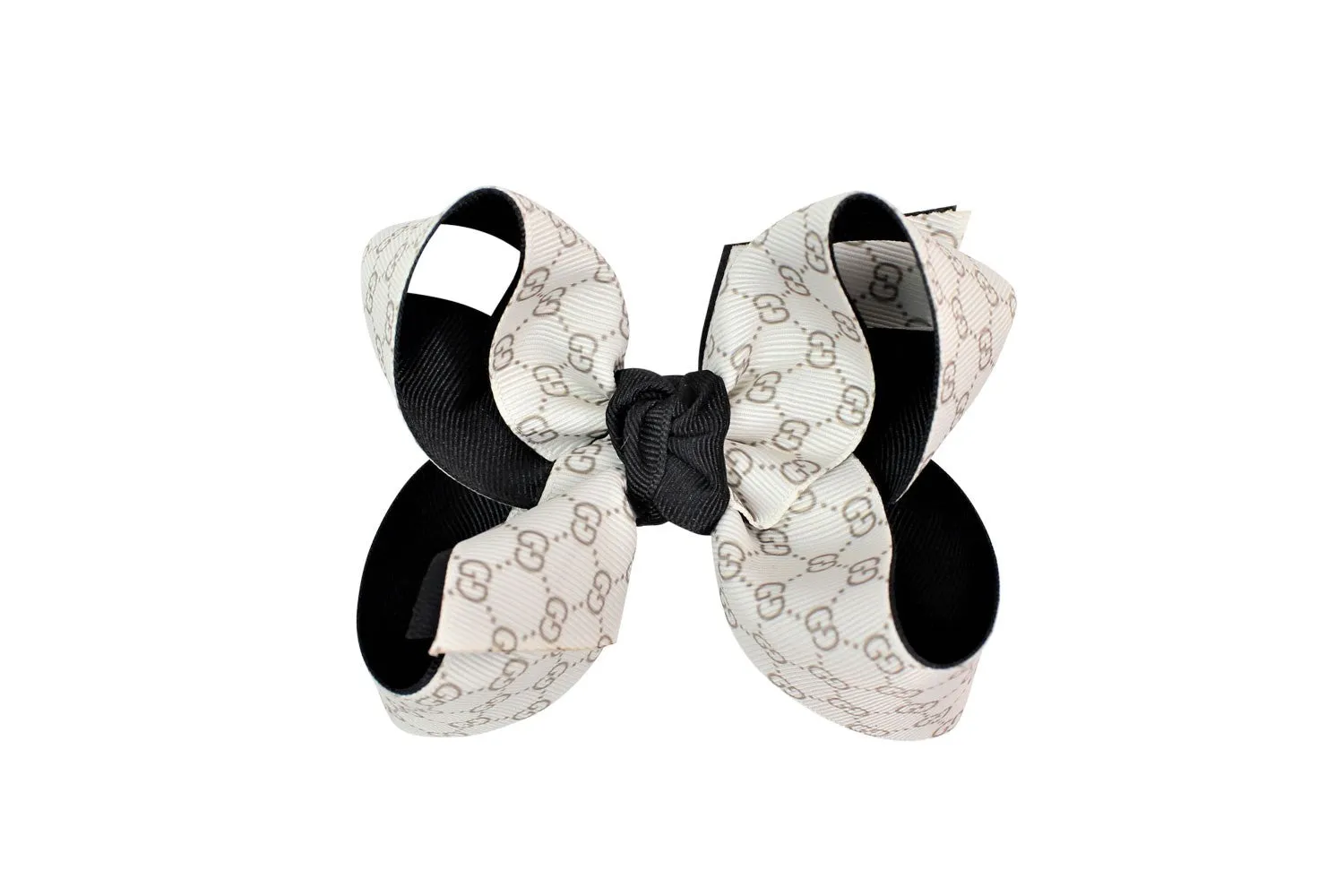 Beyond Creations Girls Layered Double Knot Bow on Clip - GG Gucci Inspired - Black