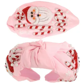 Christmas Claus Jeweled Top Knotted Headband