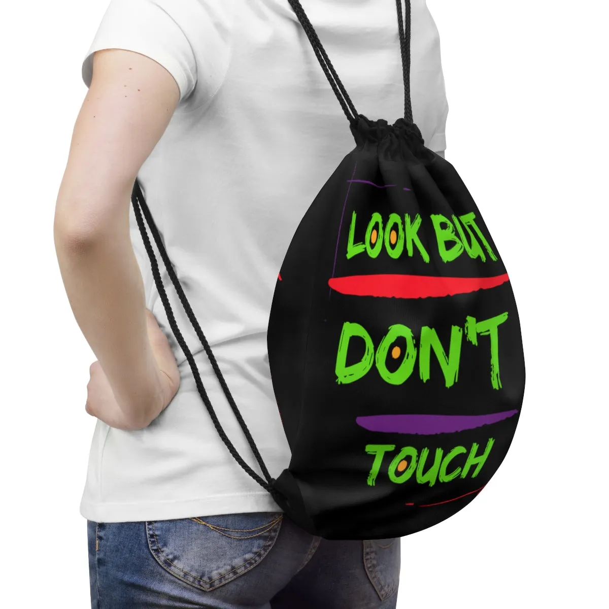 Drawstring Bag ( Look But Don't Touch Black )