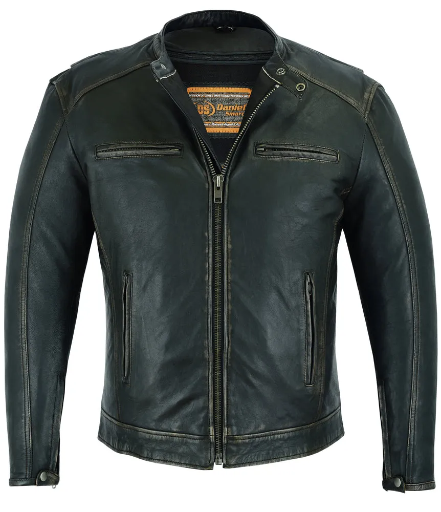 Men's Cruiser Jacket in Lightweight Drum Dyed Distressed Naked - Olive