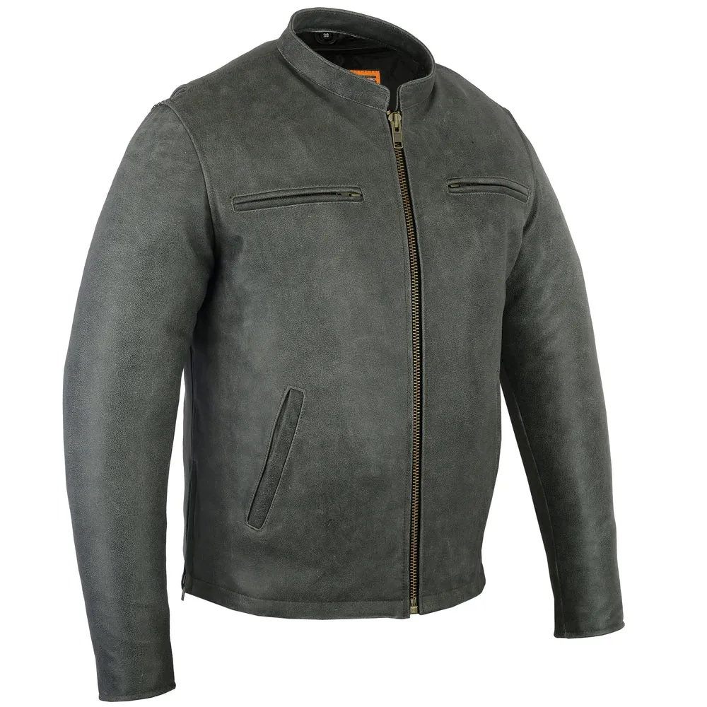Men’s Sporty Gray Leather Cruiser Jacket