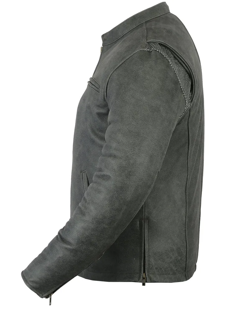 Men’s Sporty Gray Leather Cruiser Jacket