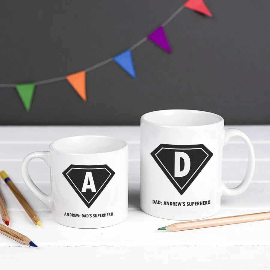Personalised Superhero 'Daddy And Me' Mug Set