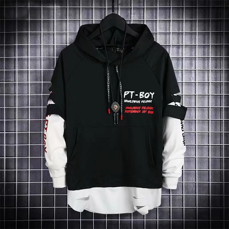 Prowow Hoodies Men Letter Print Hooded High Street Pullover Sweatshirt Men Fashion Hip Hop Streetwear Hoodie