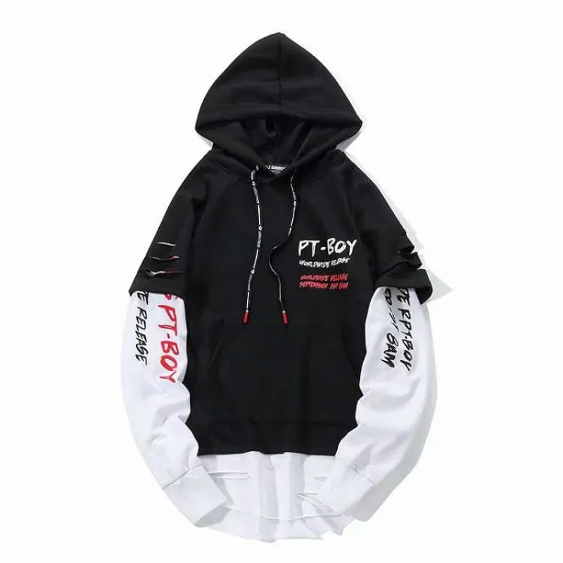 Prowow Hoodies Men Letter Print Hooded High Street Pullover Sweatshirt Men Fashion Hip Hop Streetwear Hoodie