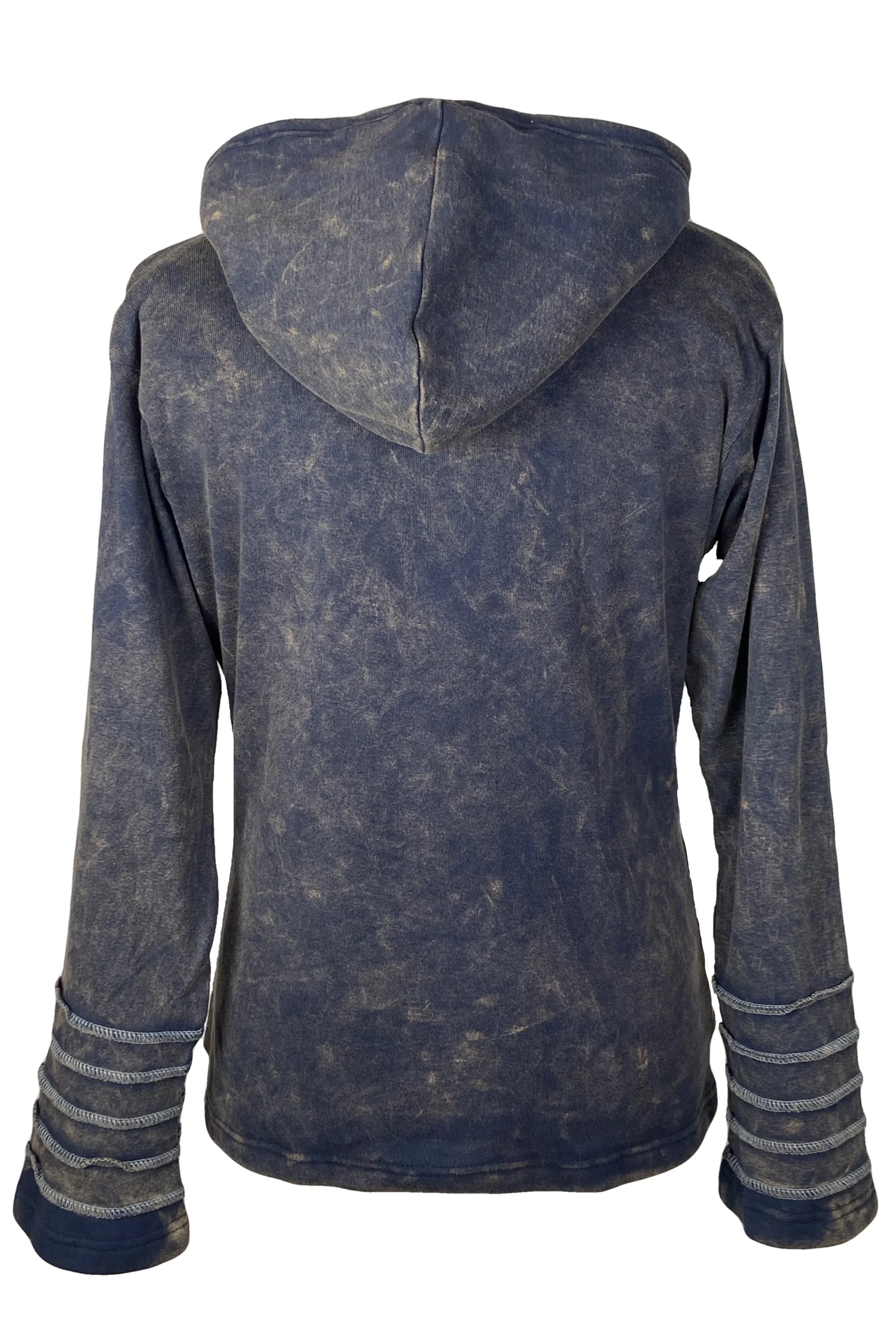 RJ 320 Rib Cotton Assymetrical Patches Bohemian Fleece Jacket Hoodie