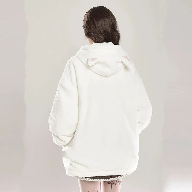 Sweet Girl Style Hello Kitty Embroidered Hooded Coat