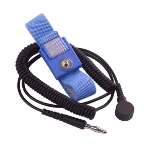 Wrist Strap Set, Black, 12', 4mm Blue Fabric Band-10PK